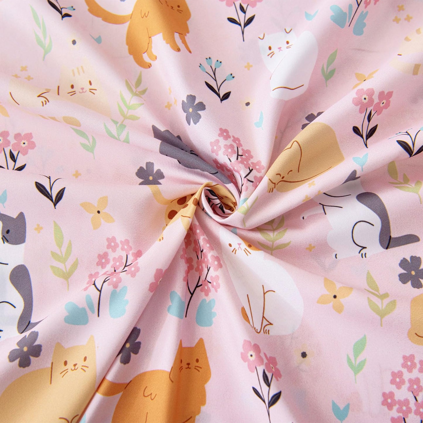 Swiftify Twin Sheet Set for Kids Girls, 3-Piece Bed Sheet Set for Toddler, Soft Brushed Microfiber Bedding, Deep Pocket, Wrinkle & Fade Resistant, Cute Cats