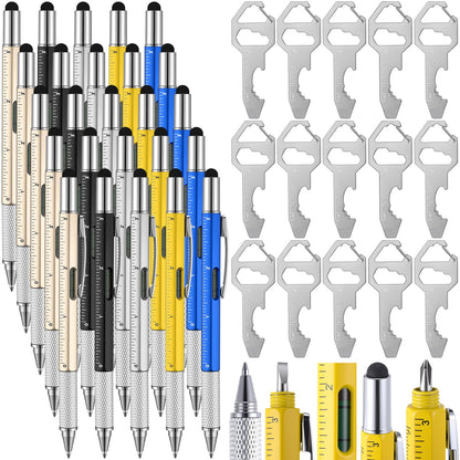 Yeaqee 30 Pcs Multi Tool Gifts For Men 6 In 1 Screwdriver Multi Tool Pens With Stainless Steel Keychain Multi-function Pens Bulk Men Gifts For Dad Husband Father's Day Birthday (Classic Color)