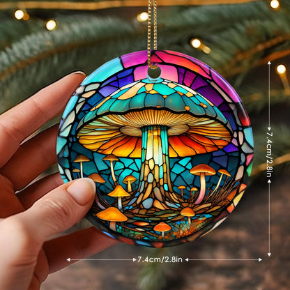 Stained Ceramic Mushroom Ornament - Christmas Ornaments & Home Decor for Mushroom Lovers