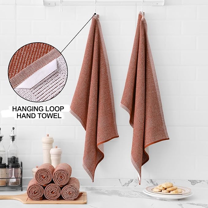 Homaxy Premium Kitchen Towels, Large Cotton Kitchen Hand Towels, Flat and Terry