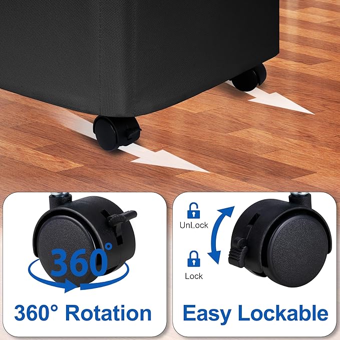 Slim Laundry Hamper with Lid and Wheels, Small Rolling Laundry Basket with