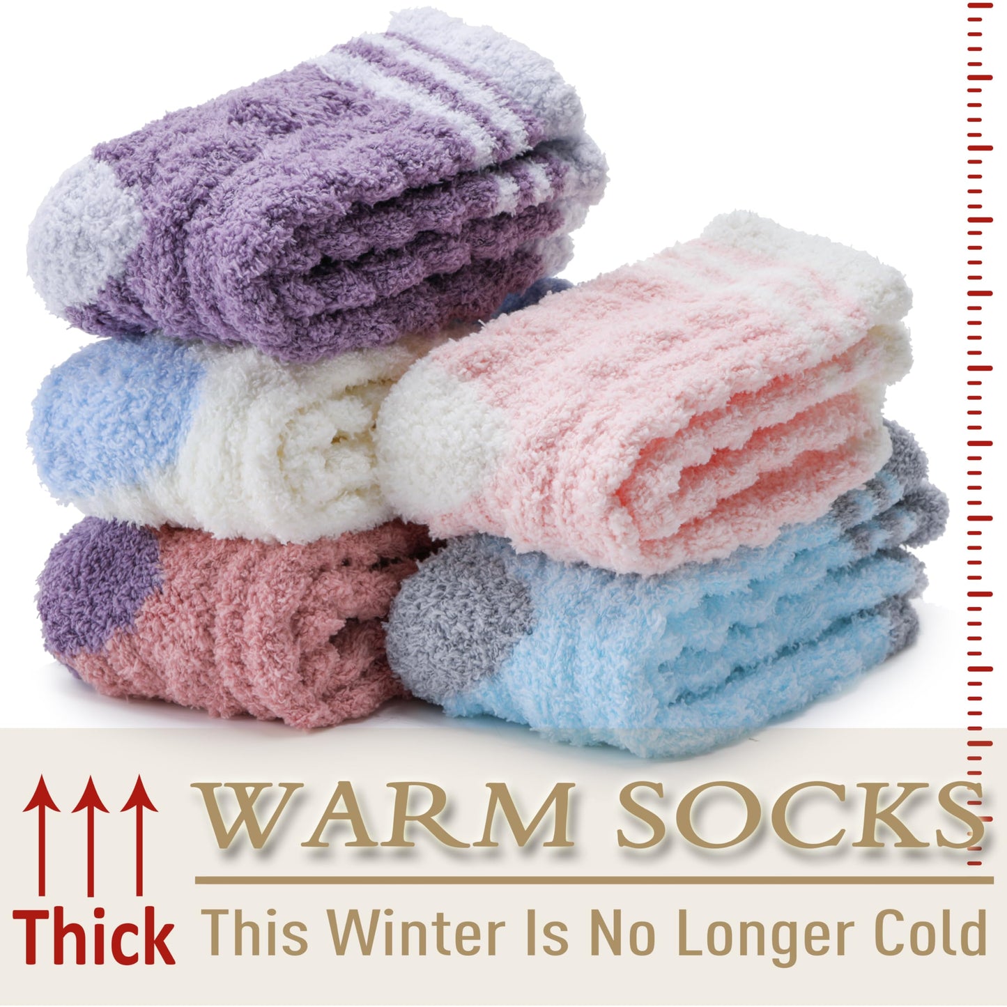 EBMORE Womens Fuzzy Socks Slipper Soft Cabin Plush Warm Fluffy Winter Christmas Sleep Stocking Stuffers Cozy Adult Socks?Stripe Weave C?