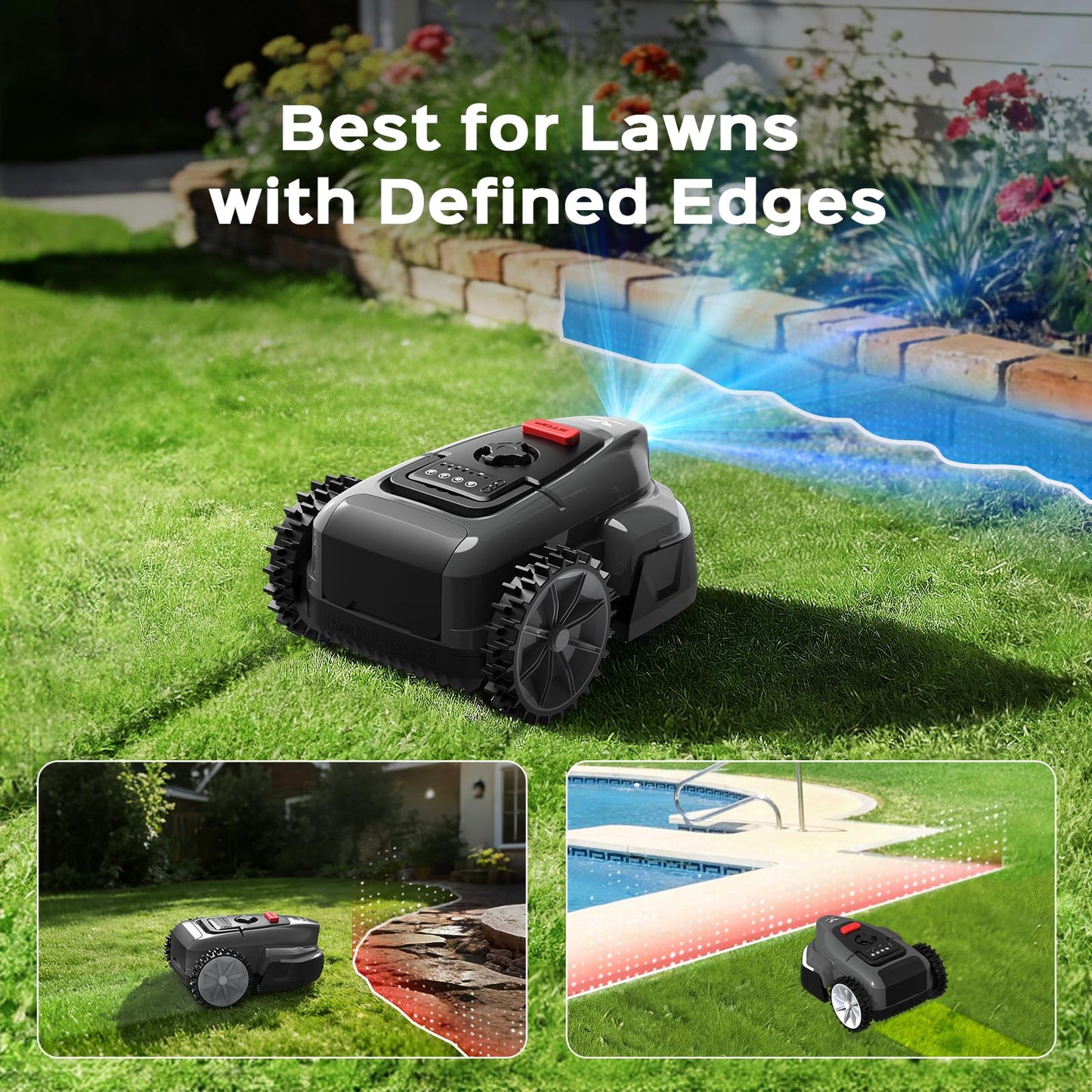 LEBOSBO V3 Robotic Lawn Mower with AI Vision Obstacle Avoidance, Smart APP Control, Low-Noise Operation, Adjustable Cutting Height, No-Go Zones, Ideal Robot Lawn Mower for Lawns Up to 1600 Sq.Ft