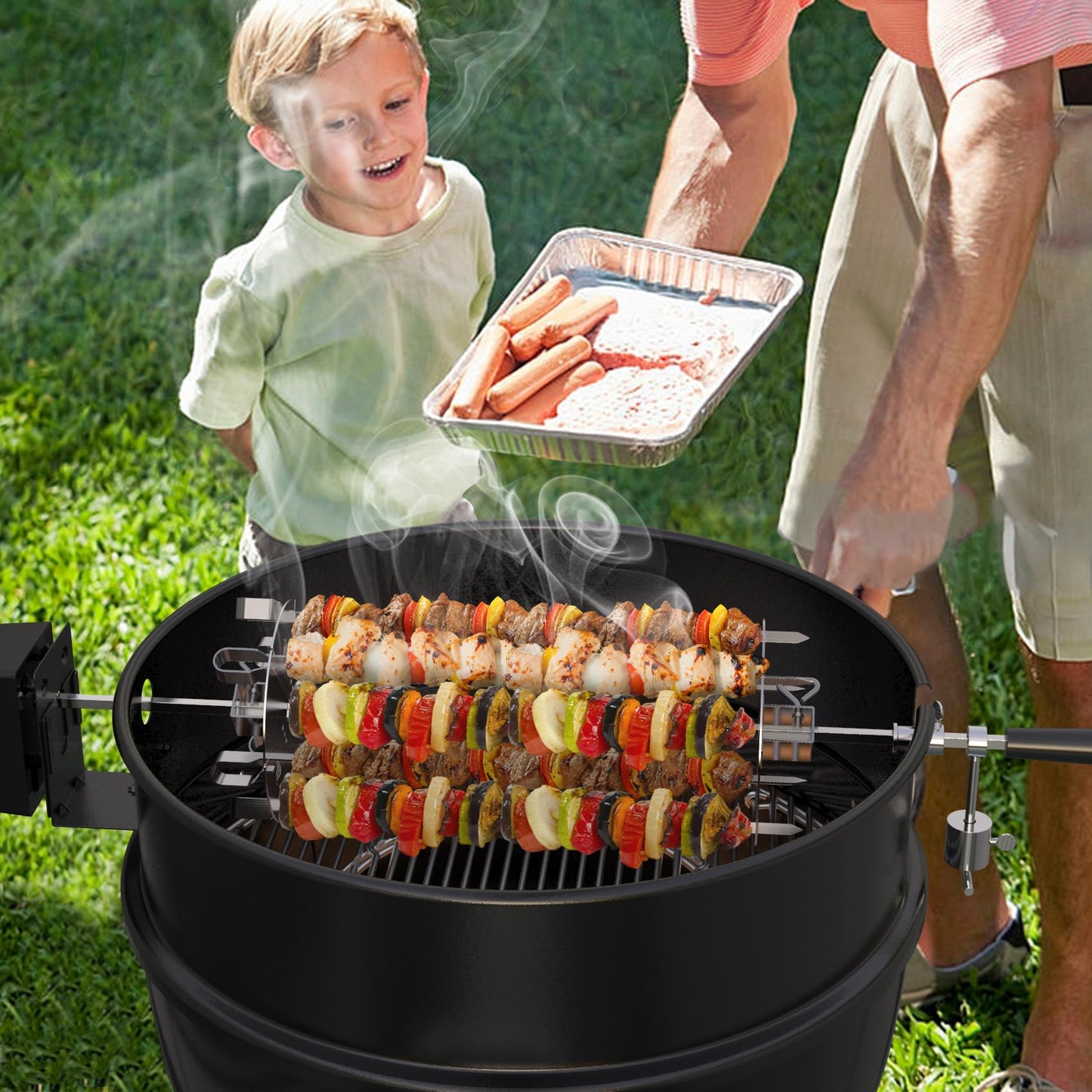 onlyfire BRK-6038 Stainless Steel Rotating Skewer System Fits for Any Rotisserie Grill Spit Rods