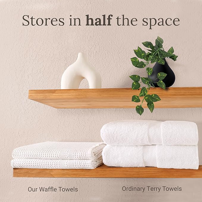 GILDEN TREE Waffle Towel Set Quick Dry Thin | 2 Bath Towels | 2 Hand Towels | 2