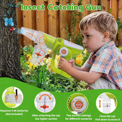 Bug Catcher for Kids 3-5, Bug Vacuum Toys Set for Toddlers 1-3, Magnify Glass, Observation Case, Insect Tweezer, Catch Pinning, STEM Educational Tool Outdoor Summer Explorer Kit Gifts for Boy Girl