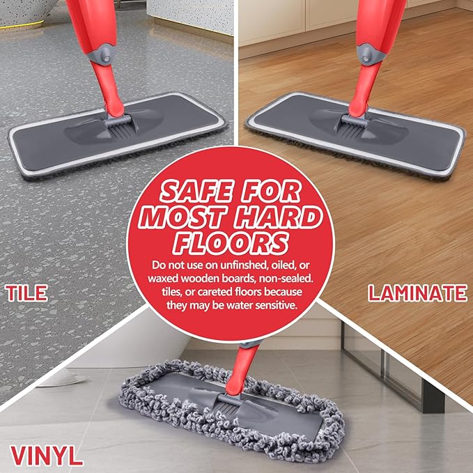 HOMTOYOU Dust Mop for Hardwood Floors: Microfiber Spray Mop for Cleaning