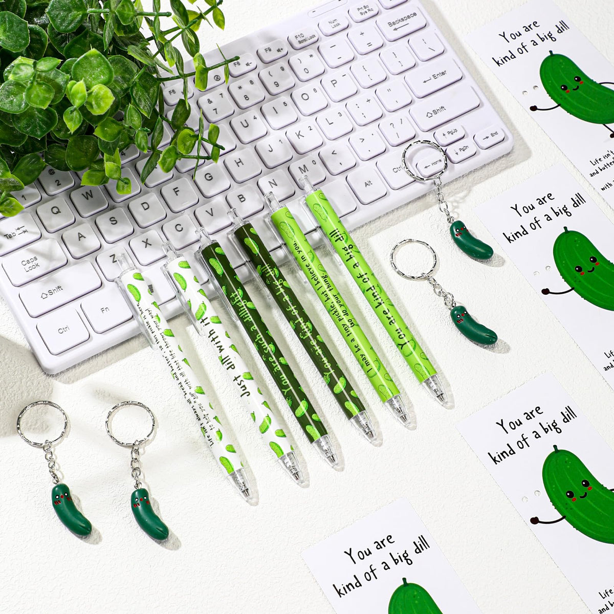 Sayglossy 12 Set Graduation Gift Bulk Appreciation Inspirational Pickle Ballpoint Pen Funny Cucumber Keychain Bookmark Emotional Support Favors for Graduation Student Teacher Volunteer Nurse Team
