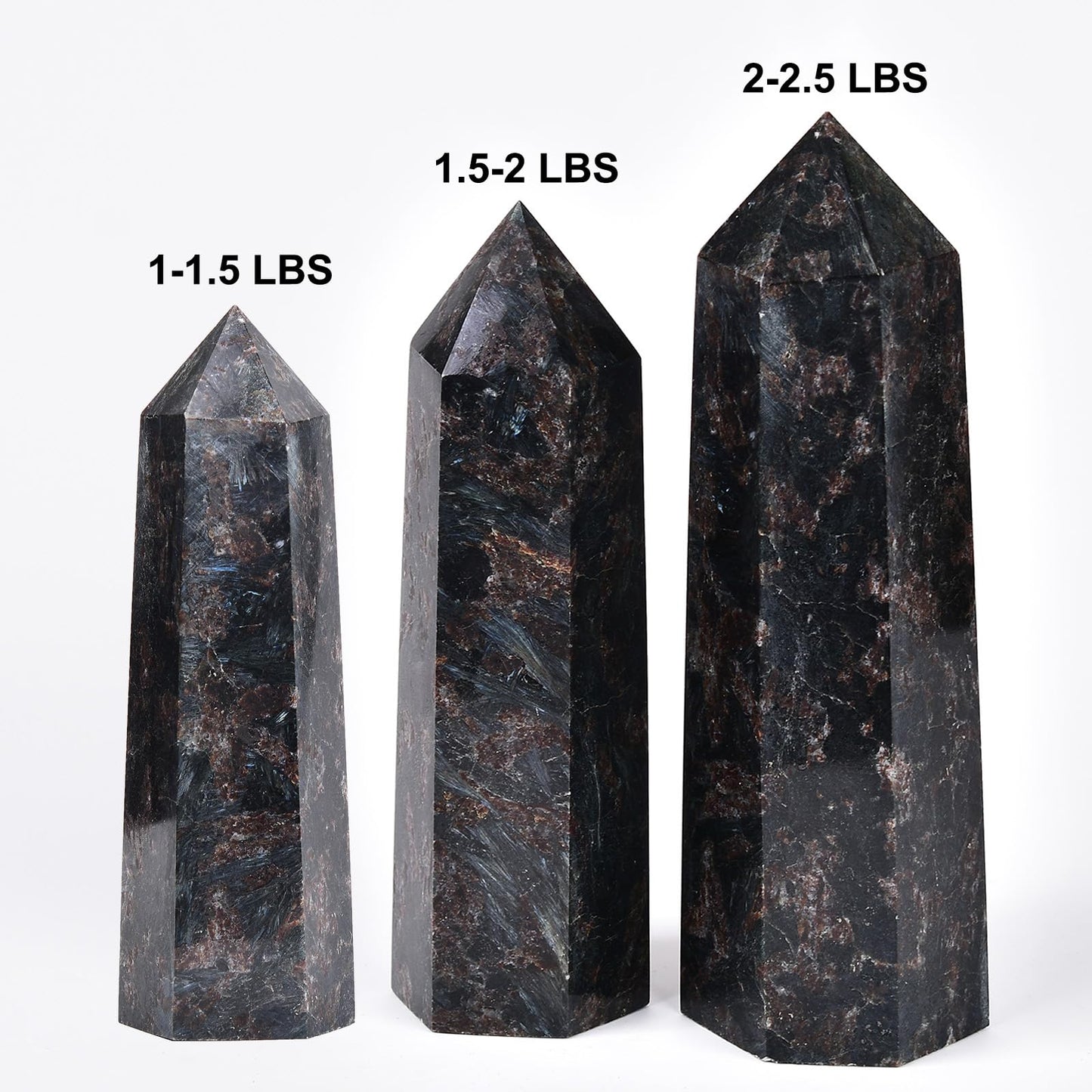 MOGEMT Large Astrophyllite Quartz Healing Crystal Tower Black Firework Stone Obelisk 6 Faceted Single Point Wand Reiki Chakra Meditation Therapy 1.5-2.0 LBS