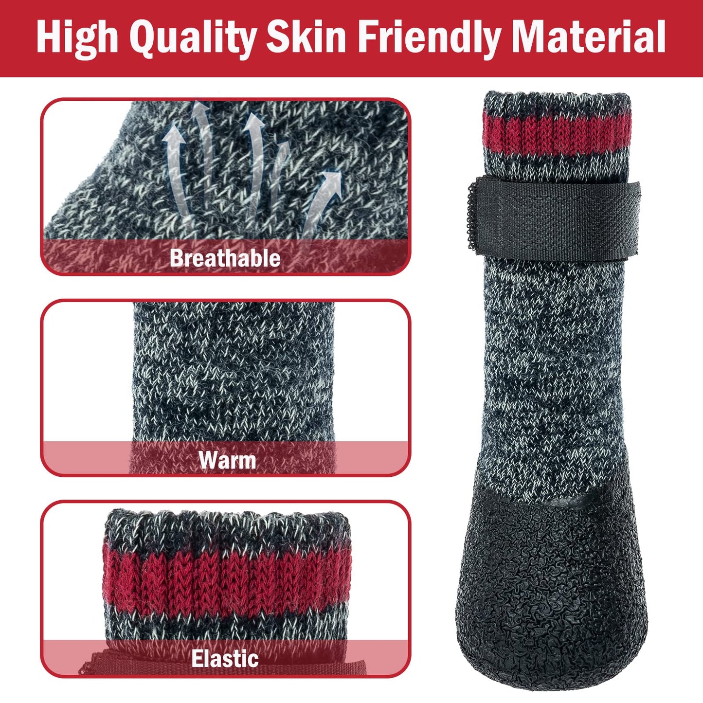 Mihachi Dog Socks Winter Paw Protectors Silicone Sole Anti-Slip Waterproof Boots,L