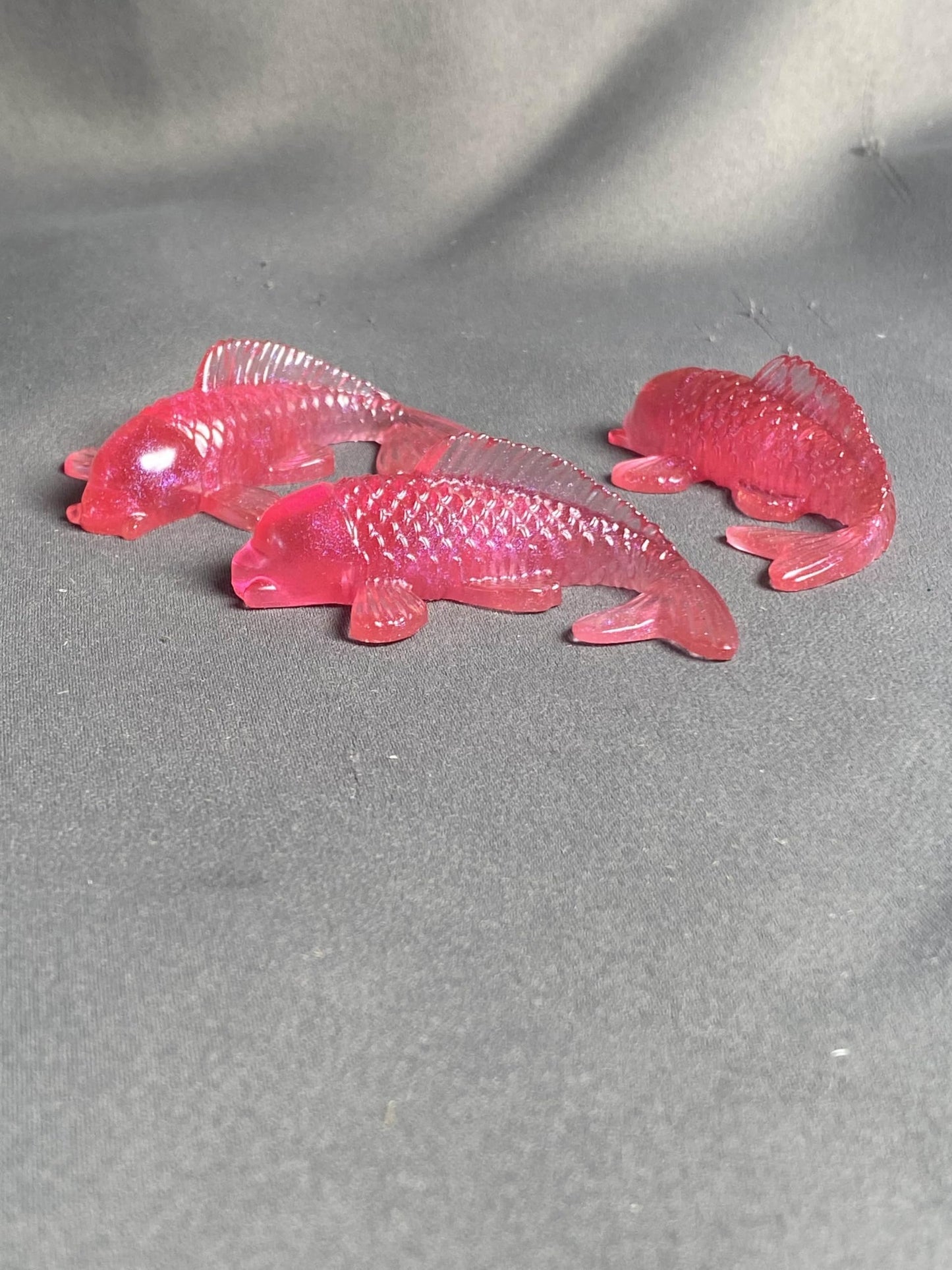 Universal Eminence Oceanic Elegance: Handcrafted Resin Koi Fish Sculptures - 3 Pack (Ruby Red)