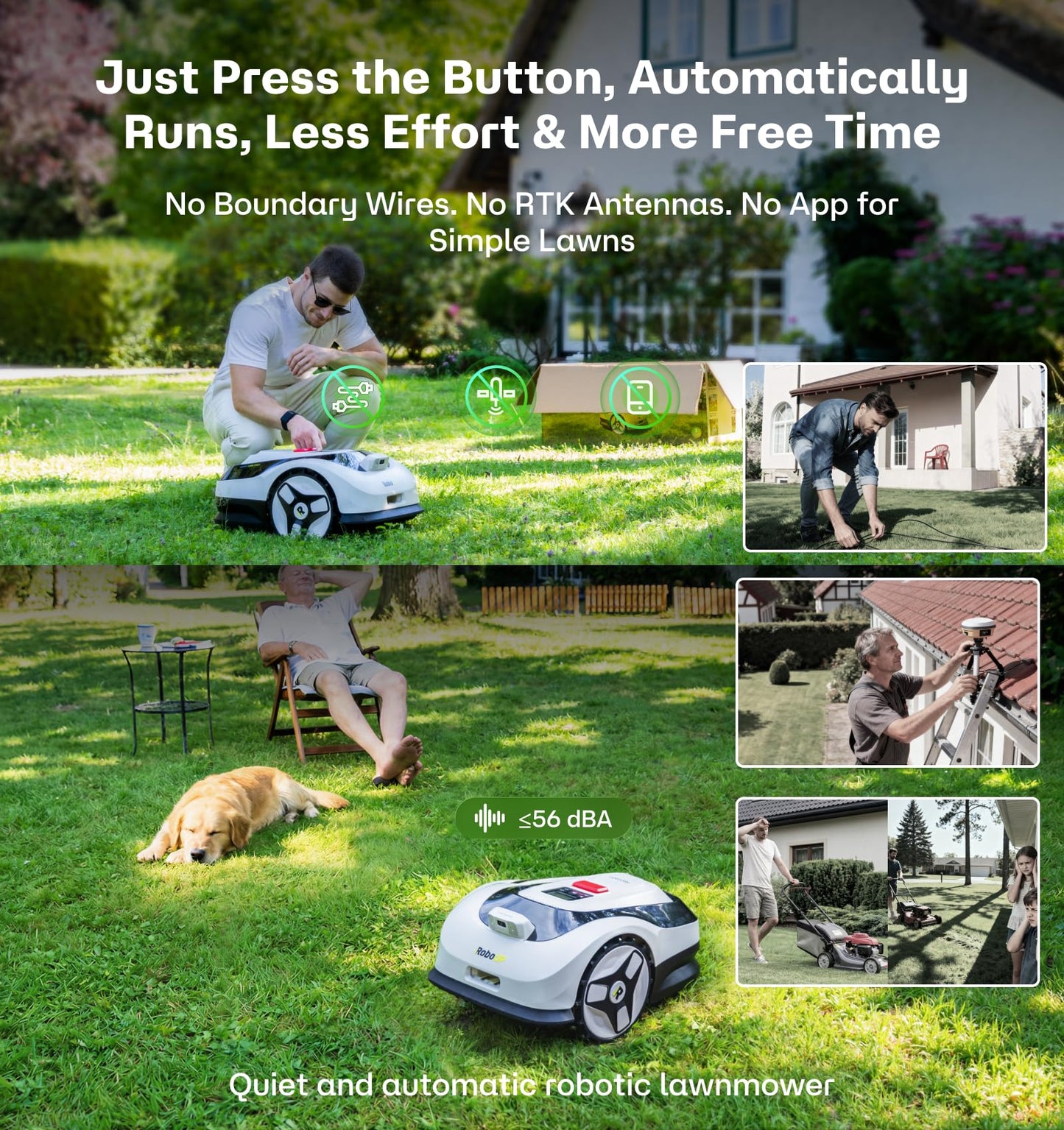 Raccoon 2 SE Robot Lawn Mower, Wire-Free Robotic Lawn Mower Without RTK for Max. 0.15 Acre Lawn Area, 1.18"–3.15” Cutting Height, with AI Obstacle Avoidance, 5Ah Fast-Charging Battery for Small Lawns