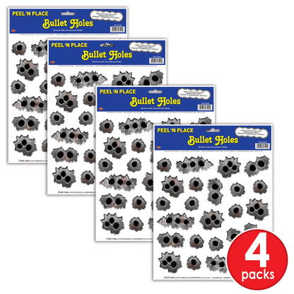 Beistle 4 Sheets Bullet Holes Wall Decorations For 20's Theme, Western Party Supplies, Crime Scene Investigation