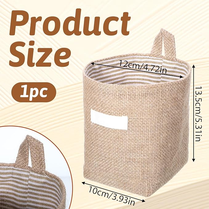 Small Hanging Basket, Small Wall Basket Cotton and Linen Hanging Storage