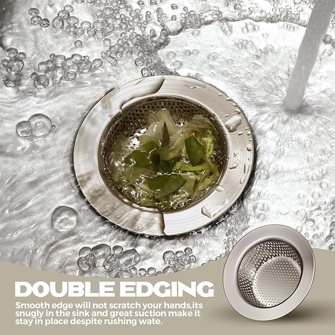 Retisee 2 Pcs Sink Strainer Stainless Steel Kitchen Sink Drain Strainer Basket