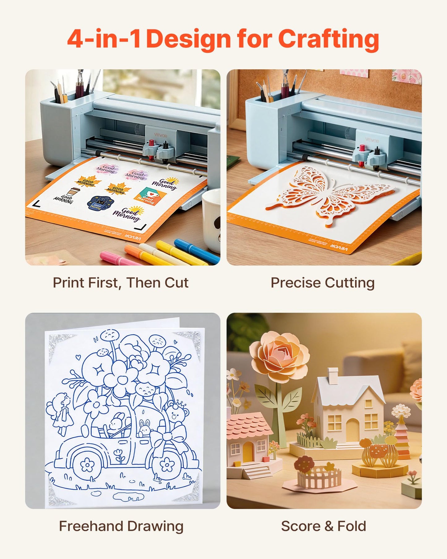 VEVOR Vinyl Cutting Machine, 12 in, Touchscreen-Controlled Vinyl Cutter, 20000+ Built-in Design Resources, Compatible with Mac, Windows, Android and iOS, for Creating Customized Crafts Cards, Decor