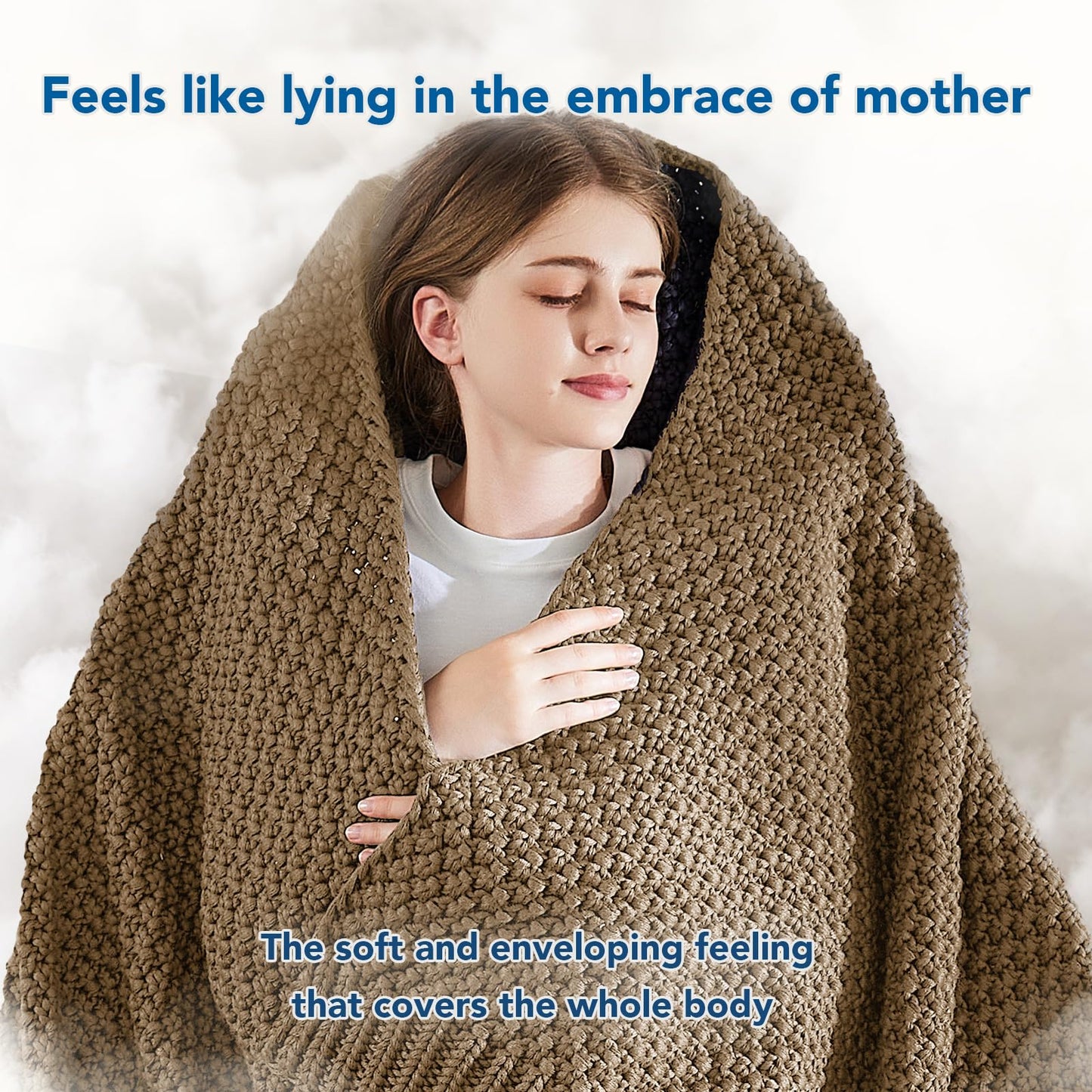 Topcee Knitted Weighted Blanket - 50"x60" 5lbs Cooling Chunky Knit Heavy Blanket for Adults Cable Yarn Knit Decorative No Beads Soft, Cozy and Cooling Weighted Throw Blankets Machine Washable