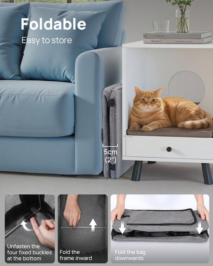 pecute® Cat Carrier Airline Approved, Extra Stable Cat Carrier Handbag, Portable Dog Carrier, Breathable Mesh Fabric Bag for Pets, Pet Carrier Suitable for Both Long And Short Trips Grey