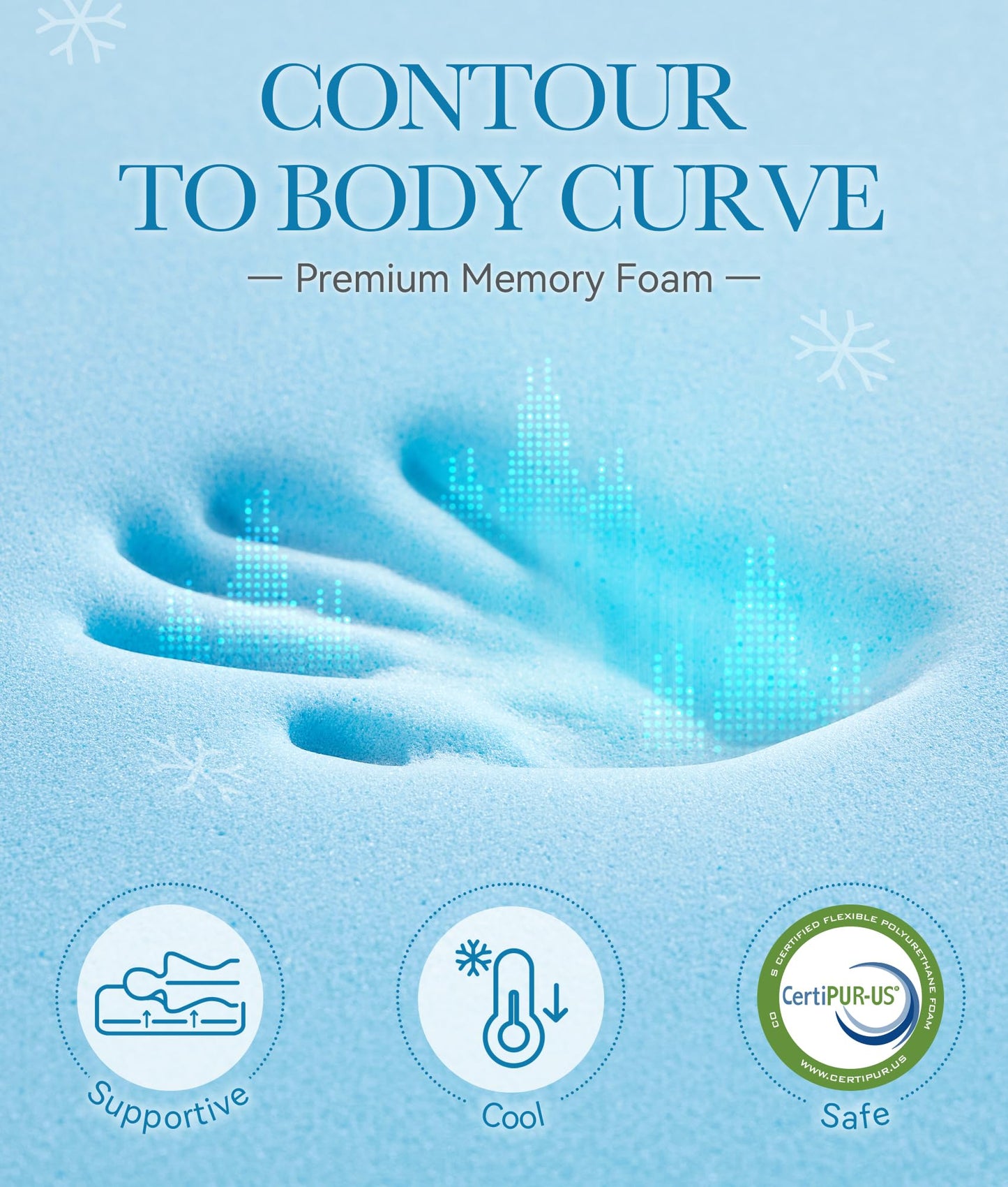 BDEUS Waterproof Dual Layer 3 Inch Memory Foam Mattress Topper Queen Size, 2 Inch Gel Memory Foam Plus 500 GSM Down Alternative Quilted Pillow Top Mattress Pad Cover for Kids, Pets