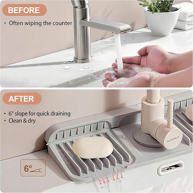 14.5 inch Silicone Faucet Mat for Kitchen Sink