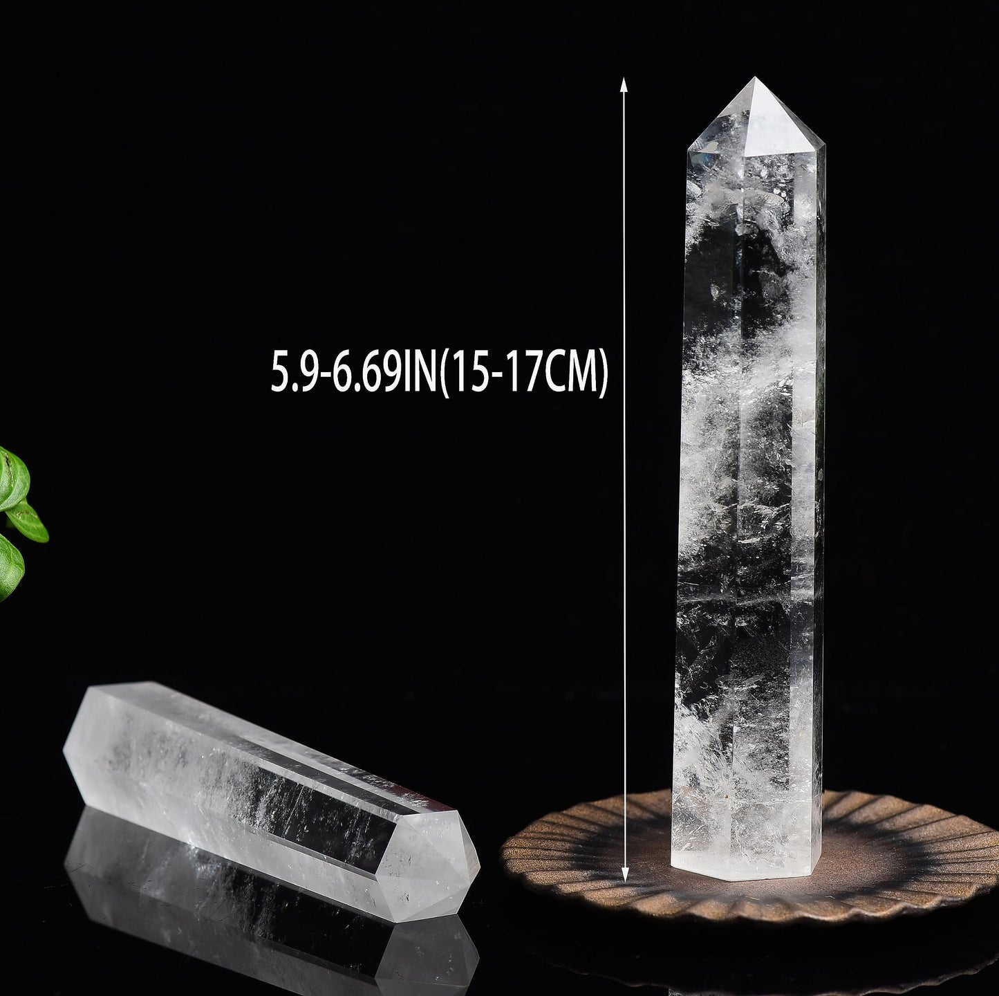 WUYOUSHI Large Clear Quartz Healing Crystal Tower 5.9-6.69" Natural Crystal Wand 6 Faceted Chakra Crystal Point Reiki Meditation Therapy