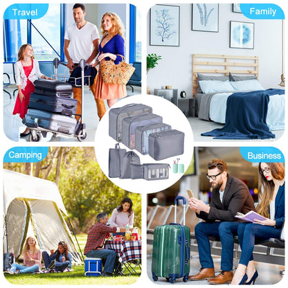 Packing Cubes for Suitcase,Geediar 9 PCS Travel Luggage Packing Organizers Waterproof Travel Essentials Bag Clothes Shoes Cosmetics Toiletries Storage Bags(a-Grey)