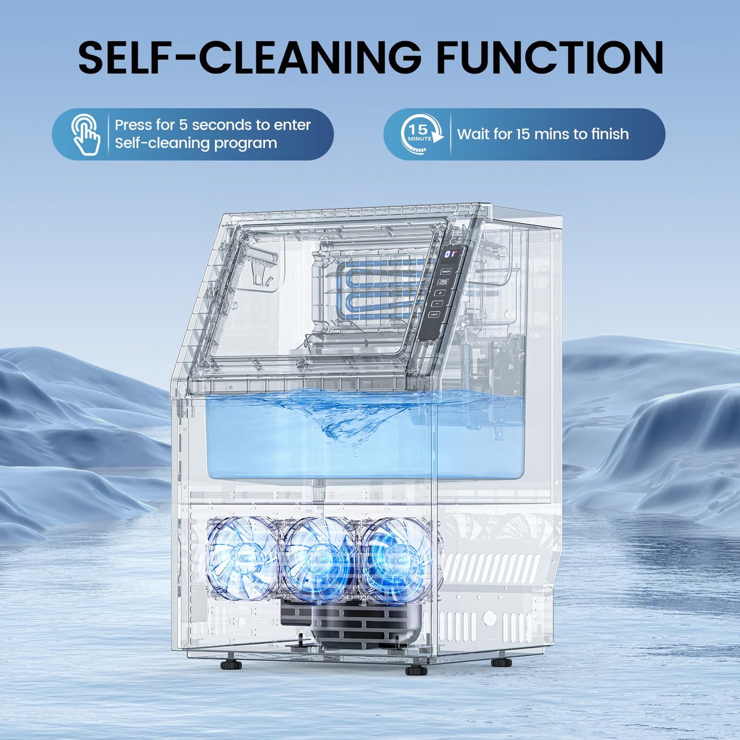 Electactic Commercial Ice Maker Machine, 80Lbs/24H Under Counter ice Machine with 24 Hours Timer & LCD Panel, 28lbs Storage, Self-Cleaning Freestanding Ice Maker for Home, Bar, Restaurant, Office