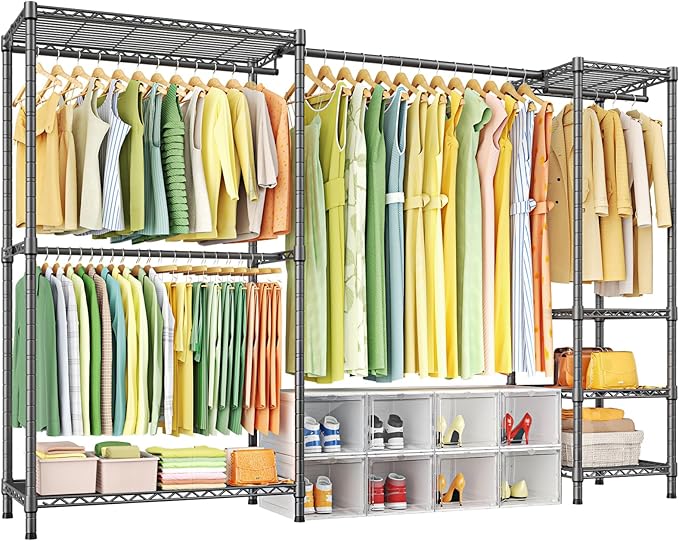 Ulif E10 Clothes Rack（With Stretchable Hanger Rod）Freestanding Clothing Racks
