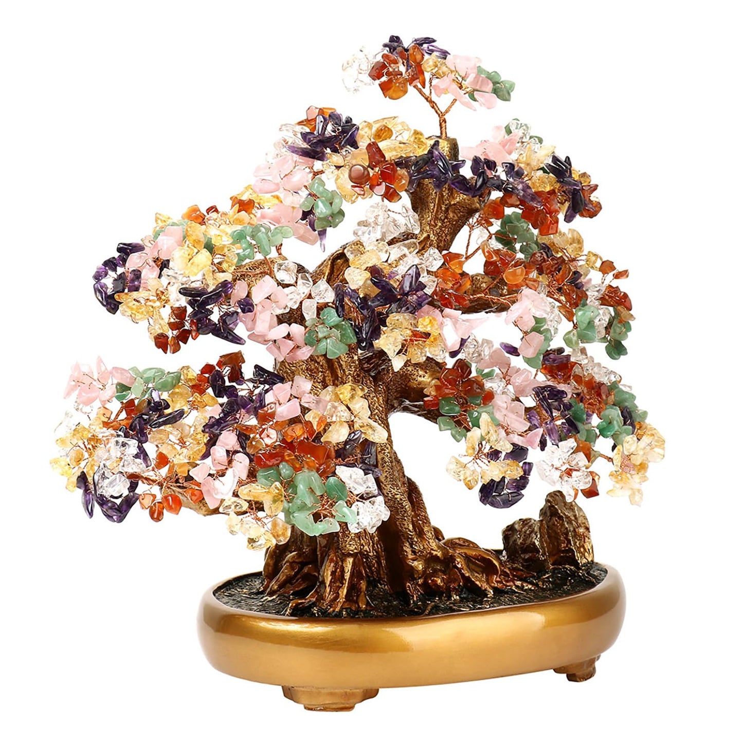 Comeon Large Crystal Quartz Lucky Tree Gem Tree for Office Home Feng Shui Decoration for Wealth/Fortune and Luck (Mix-Gemstone)
