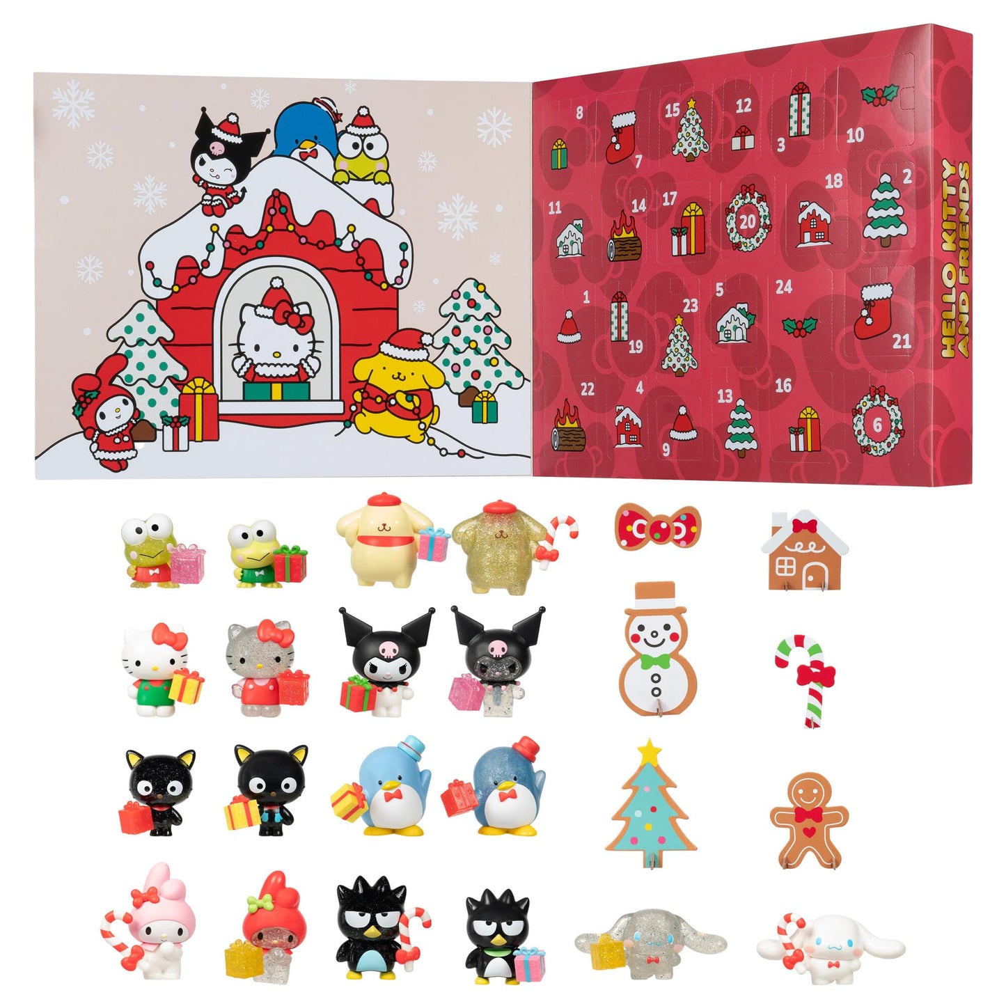 Jazwares Hello Kitty and Friends Holiday Advent Calendar - 24 Exclusive Items - Seasonal Toys for Kids - Officially Licensed Sanrio Product from Ages 6+