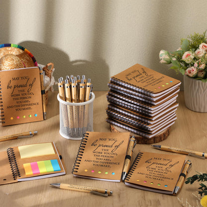 Moinchore 20 Sets Teacher Appreciation Gifts Thank You Gifts Inspirational Spiral Notebooks with Sticky Notepad and Bamboo Pen Nurse Week Gift for Team Nurse Coworker Graduation (May You Be Proud)