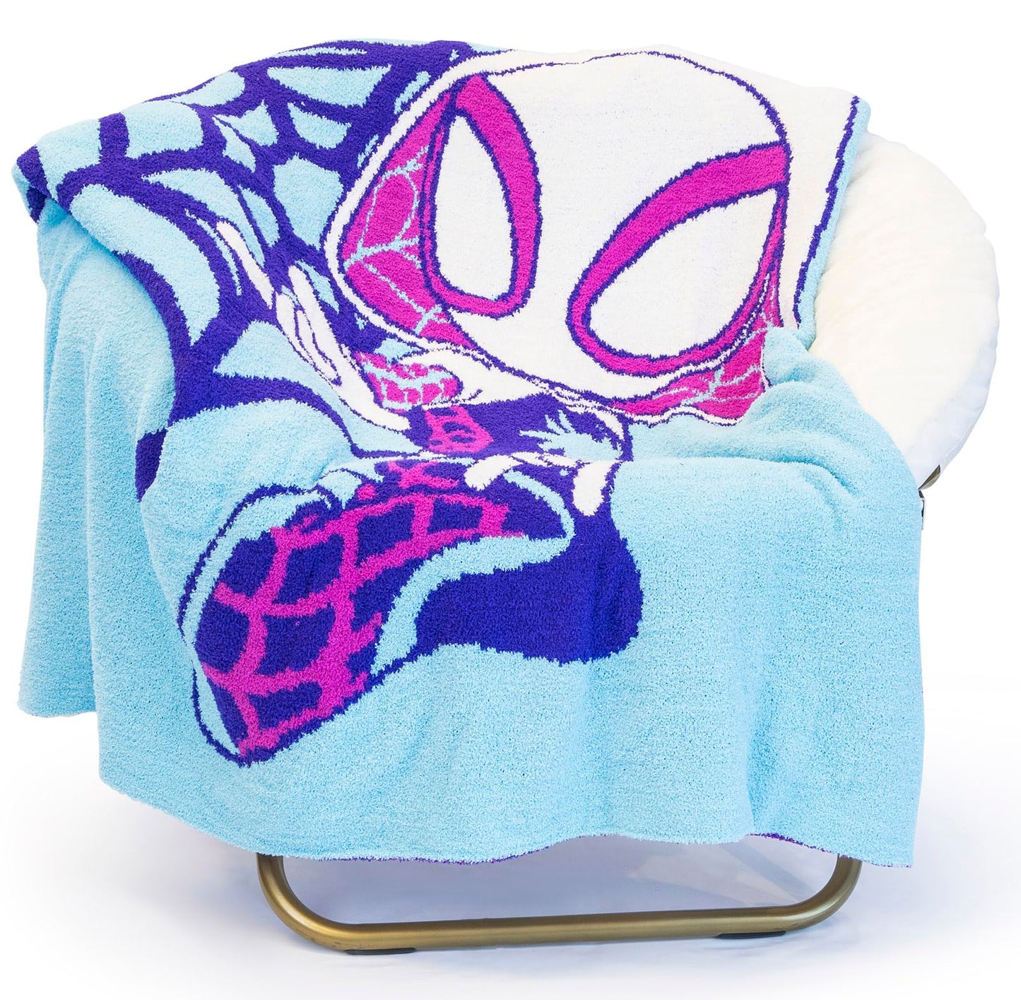 Marvel Spidey & His Amazing Friends Ghost Spider Feather Knit Fluffy Throw Blanket - Gwen Stacy Fuzzy Blanket Measures 50 x 60 inch, Super Soft Lightweight Bedding