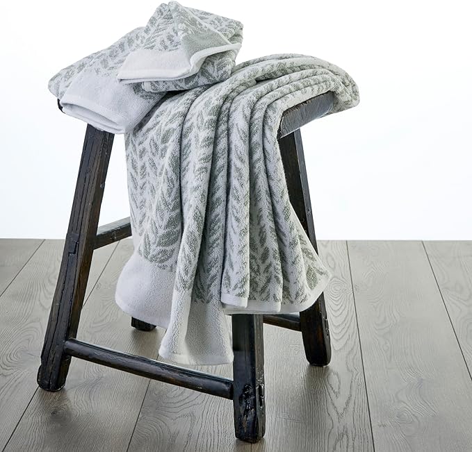 SKL Home Distressed Leaves 100% Turkish Cotton Premium 2-Piece Hand Towel Set