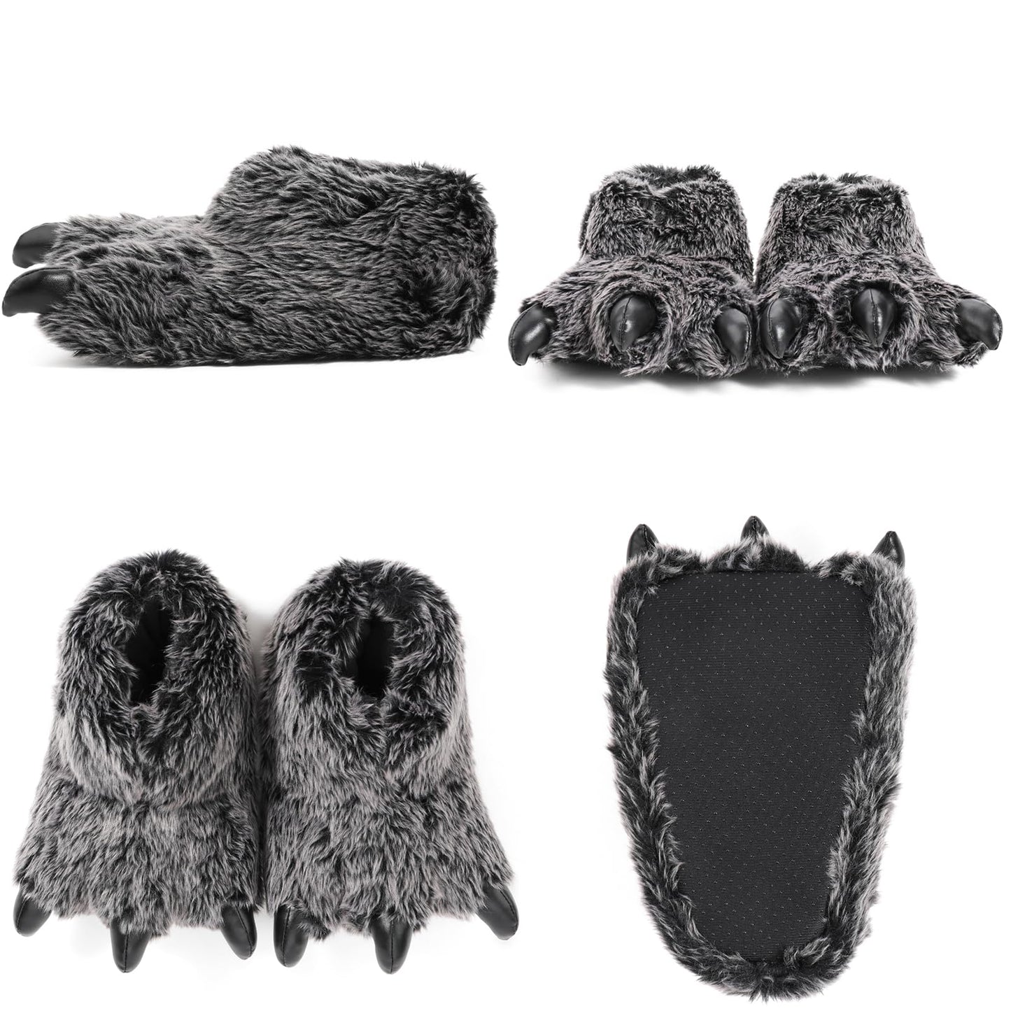 ULTRAIDEAS Animal Paw Slippers for Women and Men, Funny Claw Slippers for Adult and Kids, Unisex Cute Costume House Shoes（Black Bear Paw, Size 11-12 Women, Size 9-10 Men）