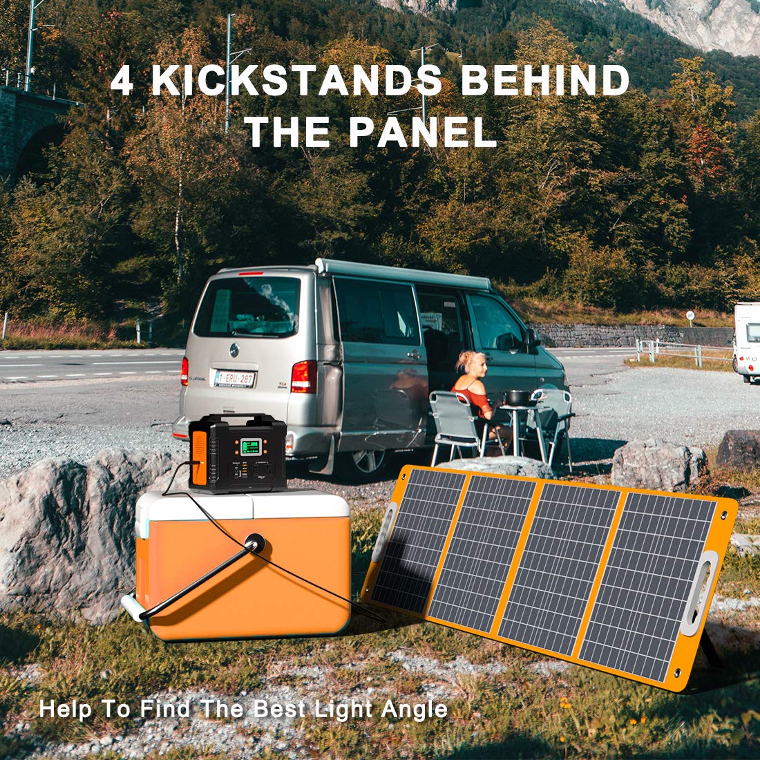Flashfish 100W 18v Foldable Solar Panel, High-Efficiency Solar Charger with Dc Output & 65W USB.C QC3.0 Port for Portable Power Station, Camping, Travel & Outdoor