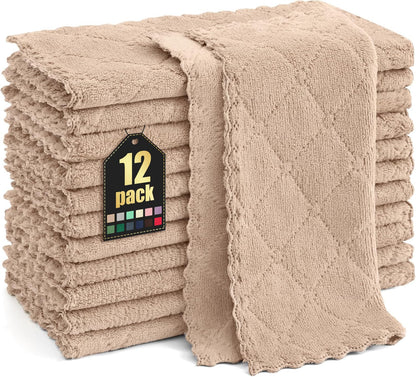 Homaxy 12 Pack Kitchen Dish Cloths (10 x 10 Inches, Grey), Super Soft and Absorbent Coral Velvet Dish Towels, Nonstick Oil Fast Drying Microfiber Cleaning Cloth, No Lint Household Dishcloths