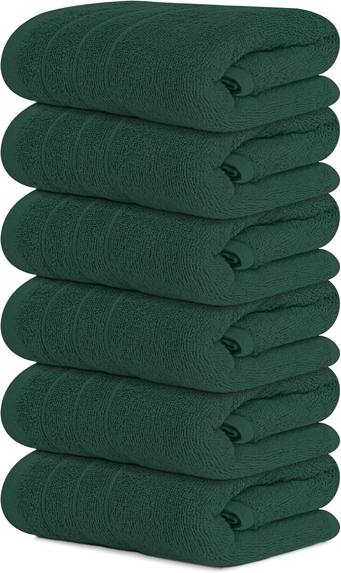 Tens Towels Pack of 6 Hand Towels, 100% Cotton, Lighter Weight, Quick to Dry