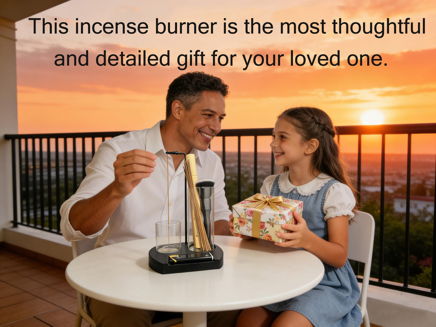 Incense Holder for Sticks 3 in 1 Glass Incense Burner with Lighter Holder and Ash Catcher Upside Down Anti-Ash Stick Holder with Storage Modern Zen Decor for Yoga Meditation Brush [Black]