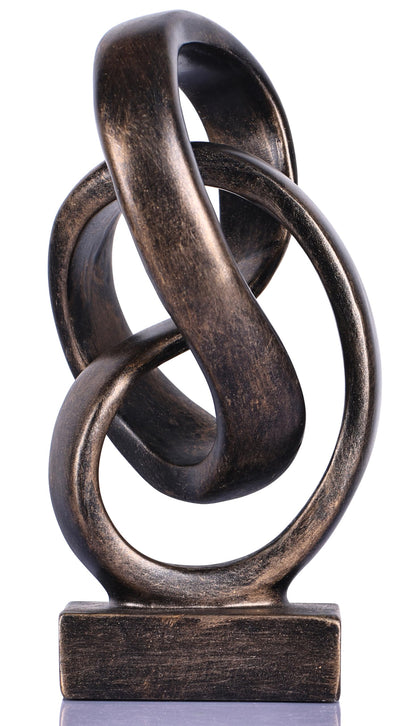 Modern Abstract Knot Sculpture, Artistic Mobius Inspired Resin Decor, Elegant Home and Office Decor, Perfect for Shelves, Desktops, and Mantles, Ideal Gift for Birthdays, Housewarmings (Bronze)