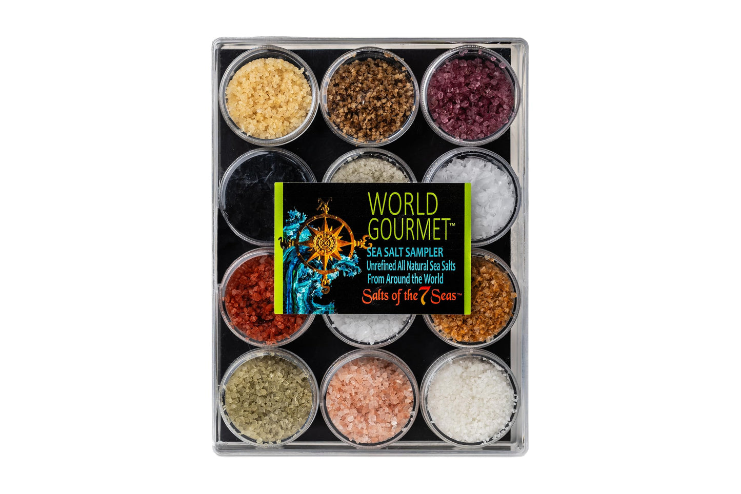 Salts of the 7 Seas Gourmet Sea Salt Sampler, 12 Unrefined All-Natural Sea Salts, Gift Set for Cooking, Grilling & Finishing