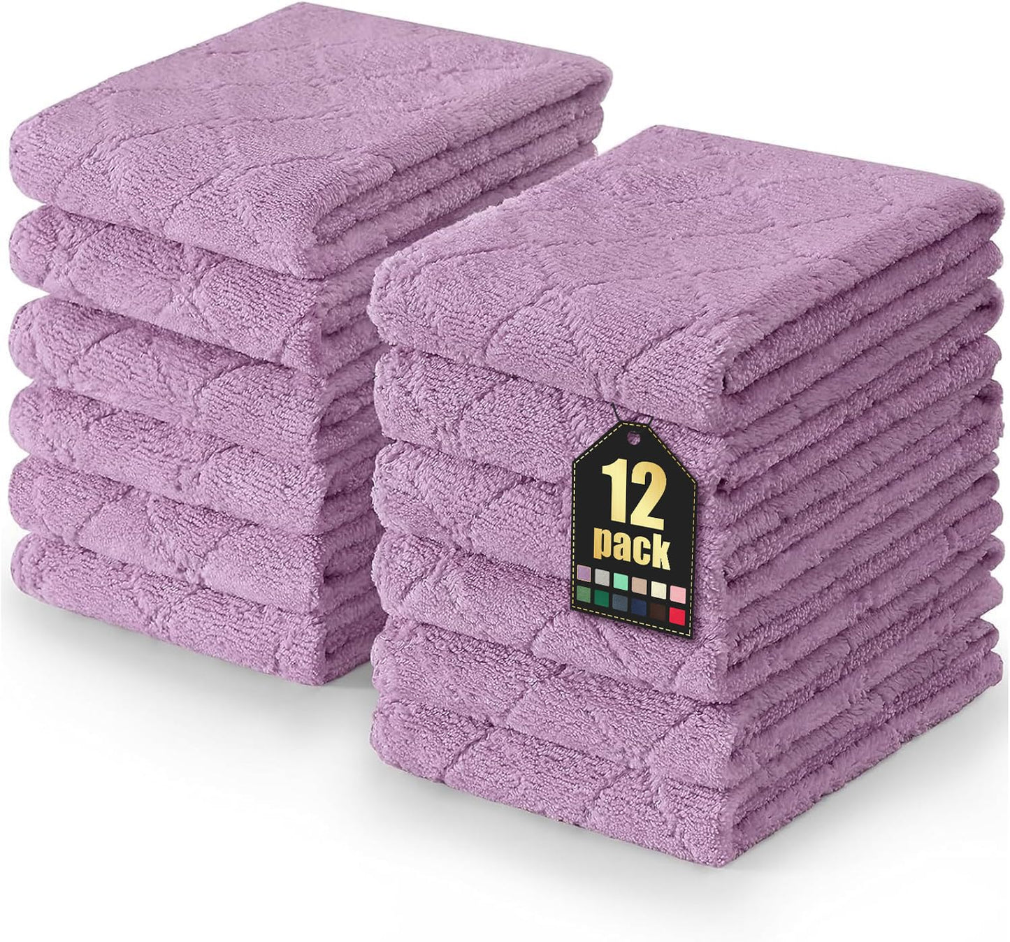 Homaxy 12 Pack Kitchen Dish Cloths (10 x 10 Inches, Grey), Super Soft and Absorbent Coral Velvet Dish Towels, Nonstick Oil Fast Drying Microfiber Cleaning Cloth, No Lint Household Dishcloths