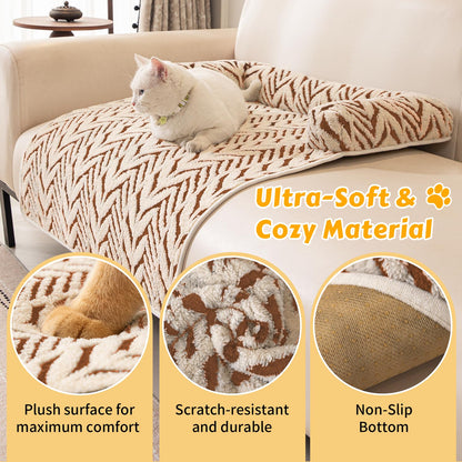 Calming Dog Bed Mats with Neck & Head Support, Soft Flannel Pet Couch Bed for Small and Medium Dogs & Cats, Pet Washable Couch Covers for Sofa