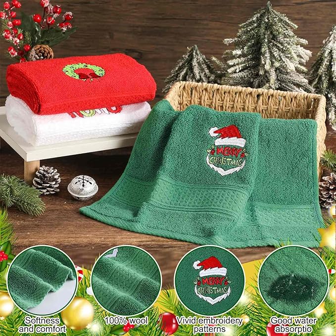 3 Pcs Merry Christmas Hand Towels