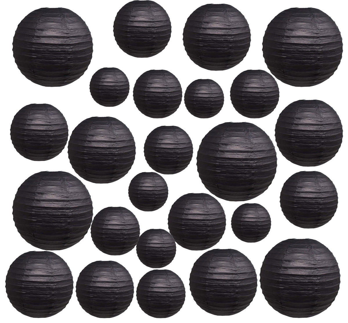 25 Pack Paper Lanterns, Sizes of 4", 6", 8", 10", 12", Hanging Lanterns Decorations Ball Lanterns for Home Decoration, Birthday Party and Wedding Decorations (Black)