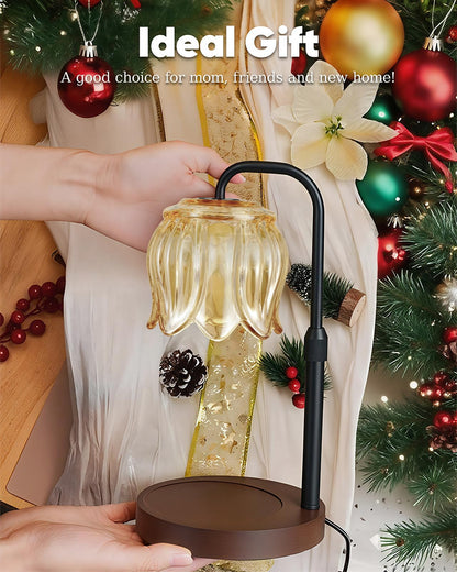 Nacial Candle Warmer Lamp with Timer Dimmer, Valentines Day Gifts for Her Women Wife Mom Girlfriend Birthday Gifts House Warming Home Decor, Candle Warming Lamp Adjustable Height, Warm Oak Wood Base