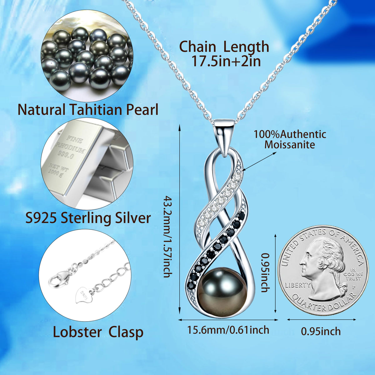 NONNYL Gifts for Women Wife Gift Anniversary,Tahitian Black Pearl Necklace, Mothers Day Gifts for Mom Wife Women Jewelry, Birthday Christmas Gift Valentine's Day for Her