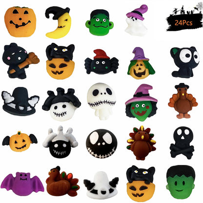 JDSTY 24Pcs Halloween Mochi Squishy Toys Stress Relief Squishies for Kids Girls Boys Halloween Party Favors Halloween Treat Bags Gifts