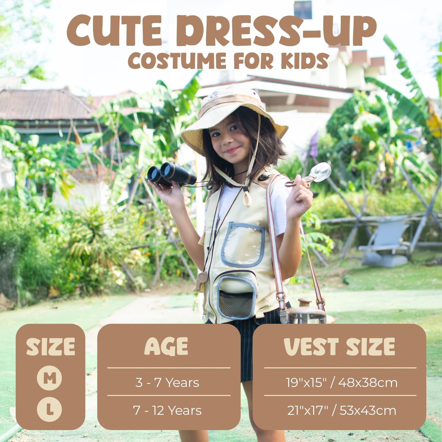 Kids Explorer Kit with Safari Vest, Hat & More - Kids Bug Catching Kit with Adventure Guide & Scavenger Hunt - Cute Dress-Up Zookeeper Costume & Safari Costume for 3-7 Year Old Boys Girls