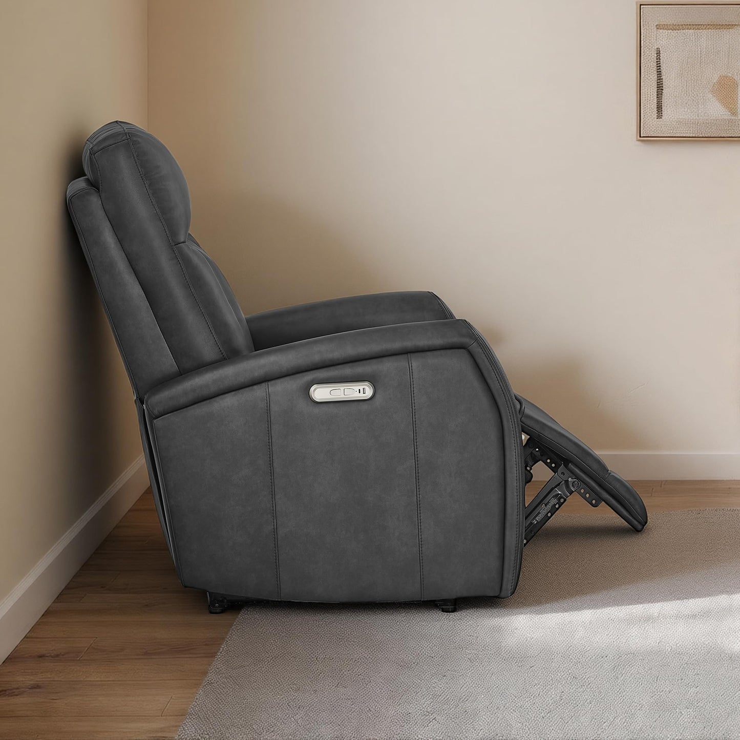 KISLOT Wall Hugger Power Recliner Chair with USB & Type-C Ports Faux Leather Recliner 135° Reclining Small Space Electric Sofa for RV Living Room Bedroom