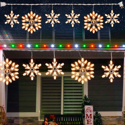 Dazzle Bright Christmas Snowflake Lights Outdoor,100 Count 8.5FT Connectable Waterproof Christmas Icicle Lights with 6 Drops Plug in for Indoor Xmas Yard Home Decorations (Warm White)